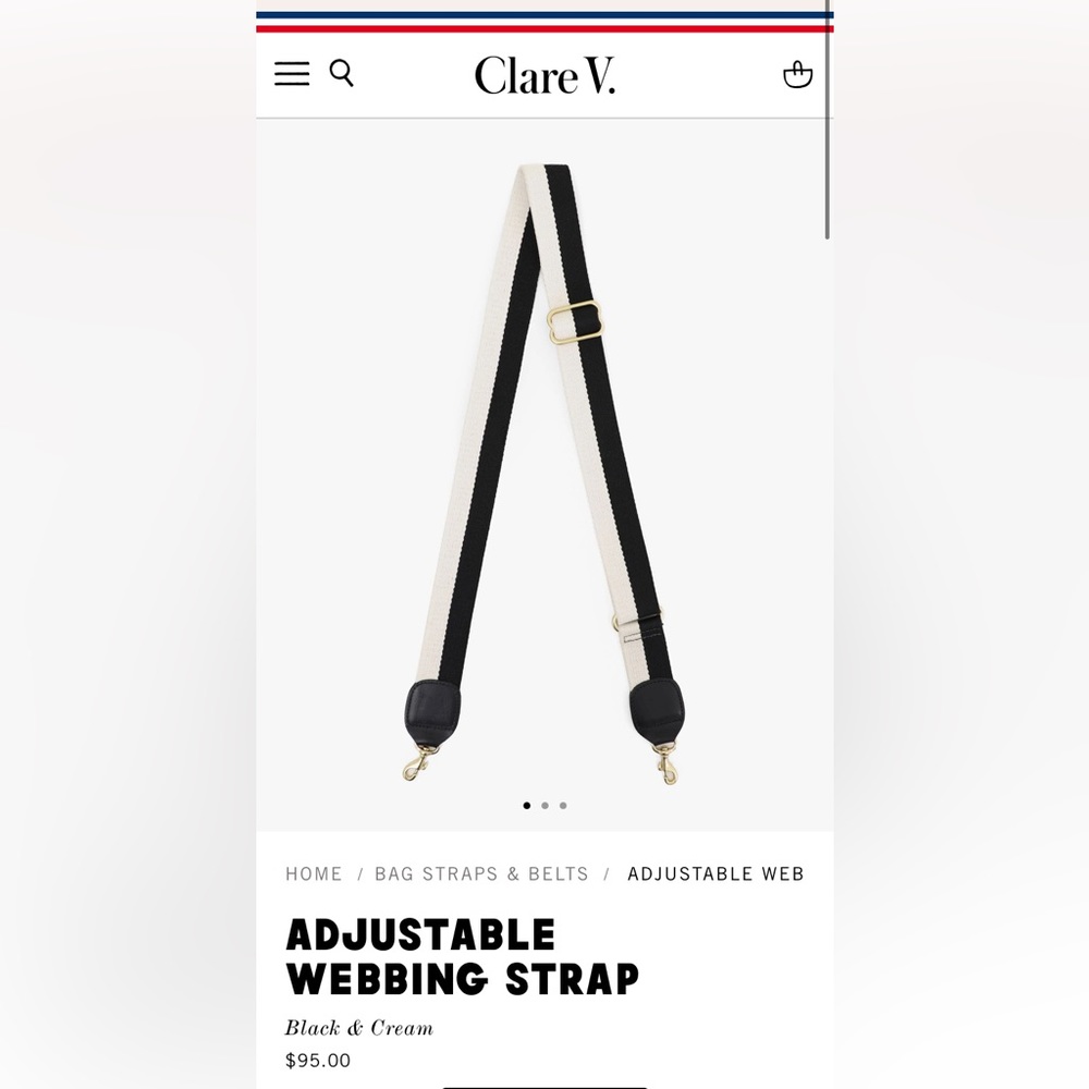 NWT CLARE V ADJUSTABLE WEBBING STRAP